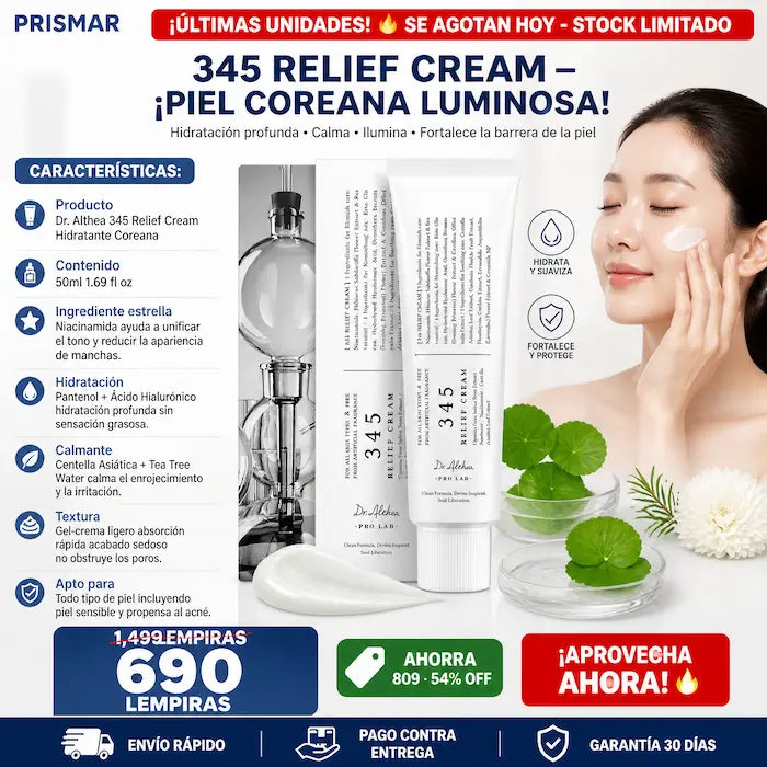 Dr. Althea 345 Relief Cream — Crema Coreana con Niacinamida que Unifica el Tono, Hidrata y Calma la Piel Sensible