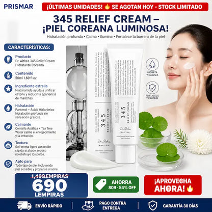 Dr. Althea 345 Relief Cream — Crema Coreana con Niacinamida que Unifica el Tono, Hidrata y Calma la Piel Sensible