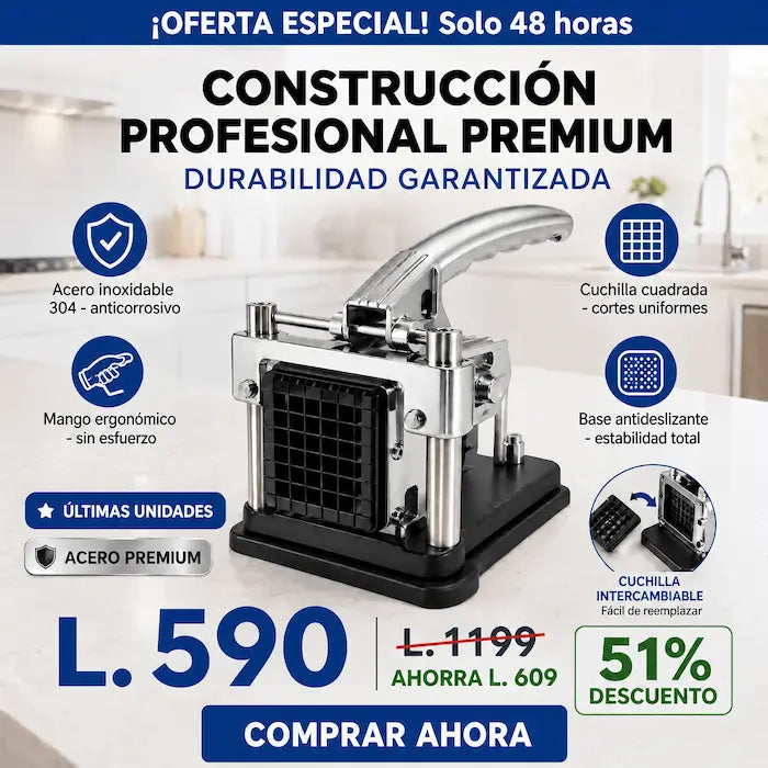 FryCut Pro – Cortador Profesional de Papas en Acero Inoxidable
