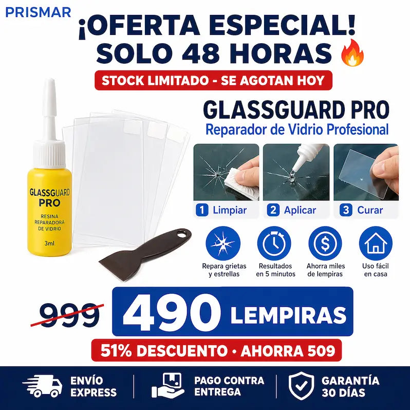 GlassGuard Pro™ – Kit Reparador de vidrio Automotriz o de hogar