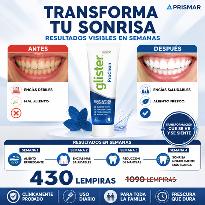 Glister ProClean – Pasta Dental Multiacción Blanqueamiento Total Natural con Garantia y Certificacion