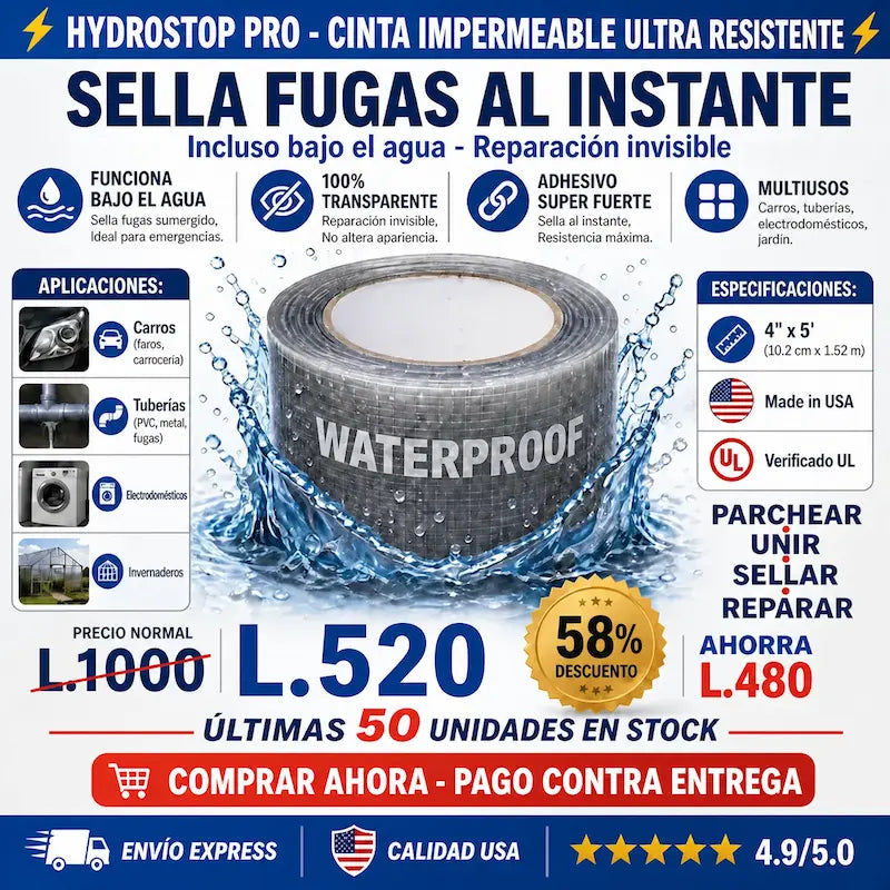 HydroStop Pro – Cinta Selladora Impermeable de Alta Resistencia Amazon con garantía extendida