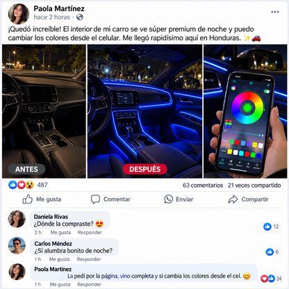 GlowRide™ — Luces LED RGB Interior para Auto