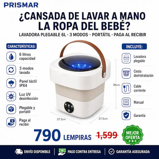 Mini Lavadora Plegable Portátil 6L — 3 Modos