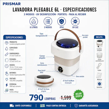 Mini Lavadora Plegable Portátil 6L — 3 Modos