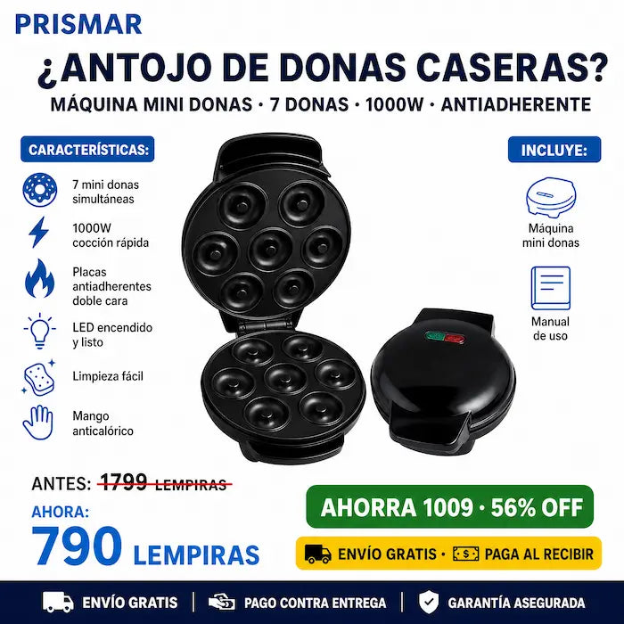 🍩⚡ Máquina para Hacer 7 Mini Donas — Sin Freír | Lista en Minutos | Placas Antiadherentes 🎂✨