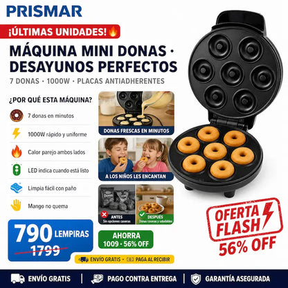 🍩⚡ Máquina para Hacer 7 Mini Donas — Sin Freír | Lista en Minutos | Placas Antiadherentes 🎂✨