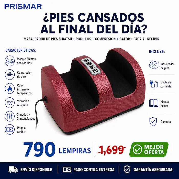 🦶💆 Masajeador de Pies Shiatsu con Calor — 4 en 1 | 3 Intensidades 🌡️✨