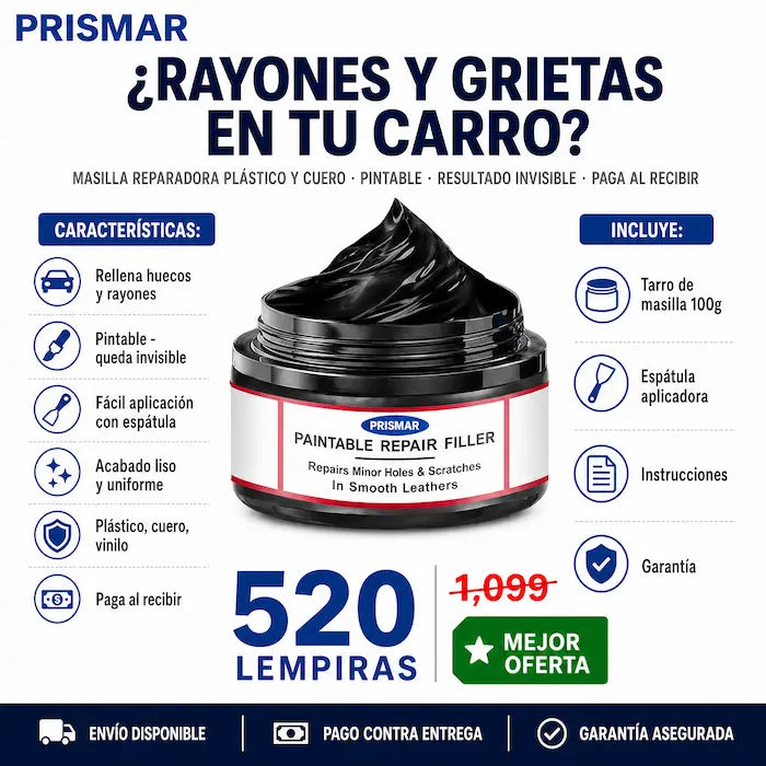 🔧🚗 Repairs Filler Reparador de Plástico y Cuero — Rellena Huecos y Rayones | Acabado Pintable | Sin Taller 🎨