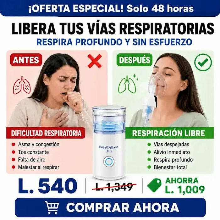 BreatheEase Ultra™ – Nebulizador Ultrasónico Portátil Certificado