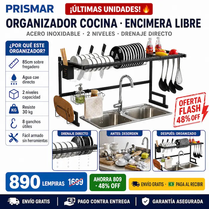 🍽️✨ Escurridor Sobre el Fregadero en Acero Negro | Sin Charcos • Sin Desorden • Sin Oxidación 💧🔪