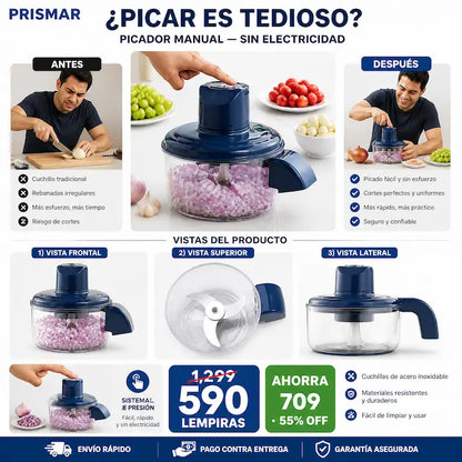 Picador Manual de Frutas y Verduras — Picá Cebolla, Ajo y Tomate en Segundos Sin Llorar Ni Ensuciarte las Manos