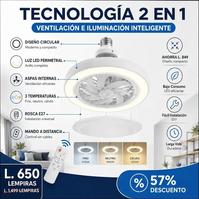 CoolLight Pro™ – Ventilador LED 2 en 1
