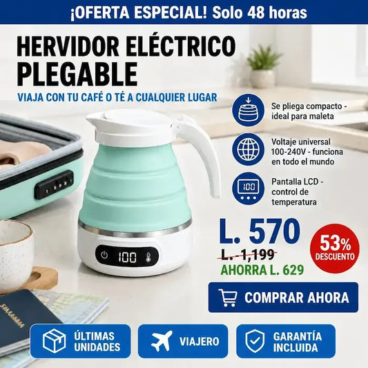 Hervidor Eléctrico Plegable Portátil para Viajes | Amazon Garantia y Certificado | FoldBoil Pro