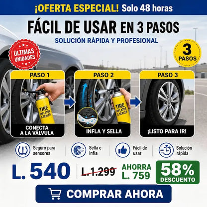 Spray Reparador Inflador de Llantas Ponchadas Fix-a-Flat | Emergencia Auto amazon Certificado y Garantia