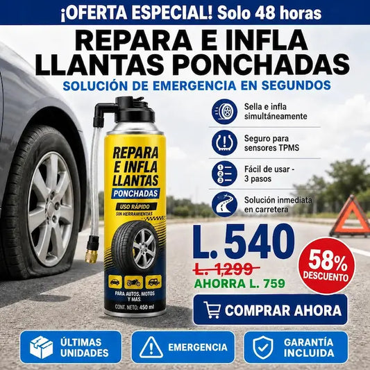 Spray Reparador Inflador de Llantas Ponchadas Fix-a-Flat | Emergencia Auto amazon Certificado y Garantia