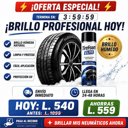 TireFoam Elite™ – Espuma Restauradora y Brillo Profesional para Neumáticos