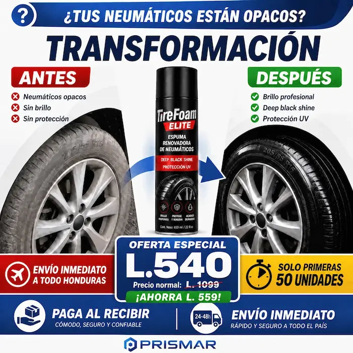 TireFoam Elite™ – Espuma Restauradora y Brillo Profesional para Neumáticos - imagen 2