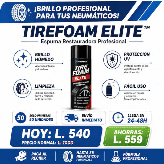 TireFoam Elite™ – Espuma Restauradora y Brillo Profesional para Neumáticos