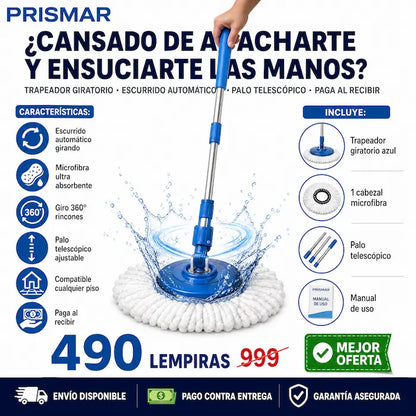 🧹💧 Trapeador Mopa con Escurridor Automático — Giro 360° | Palo Extensible 🏠✨