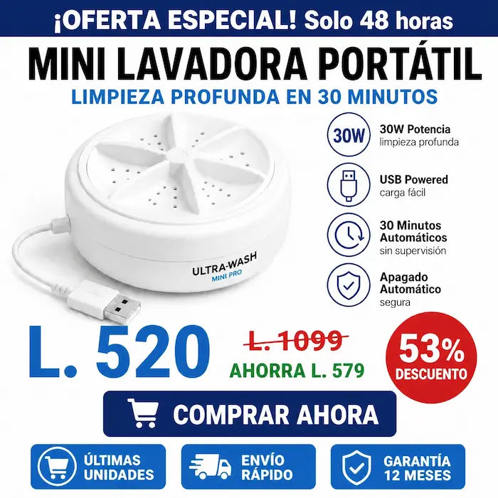 UltraWash Mini Pro – Lavadora Portátil Ultrasónica