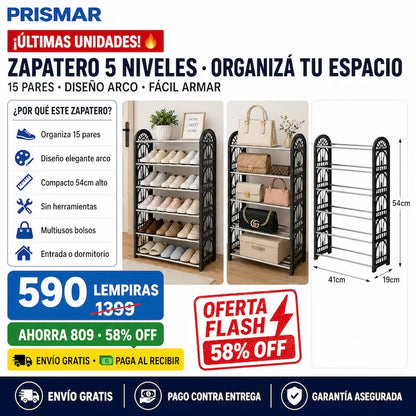 👟 Zapatero Decorativo 5 Niveles — ¡Organizá tus Zapatos con Estilo!