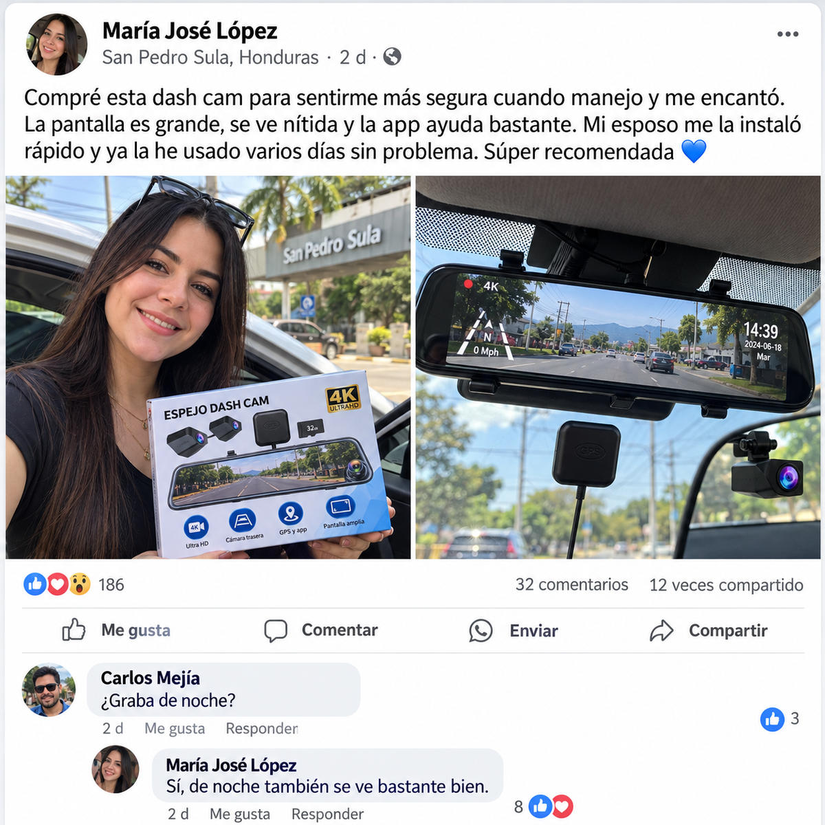 DriveSafe Vision™ – Espejo Retrovisor Inteligente con Cámara