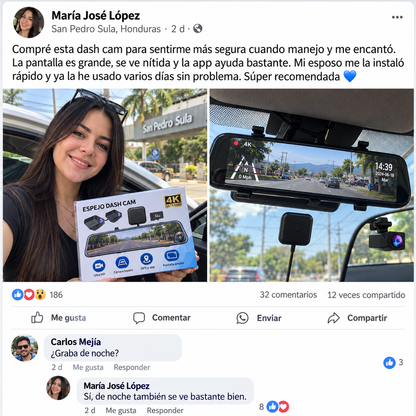 DriveSafe Vision™ – Espejo Retrovisor Inteligente con Cámara