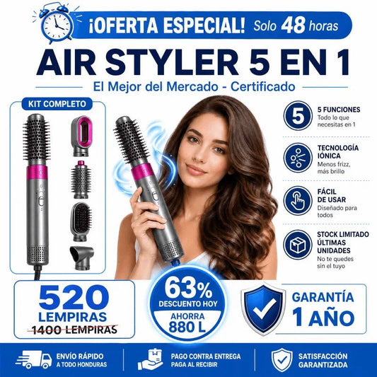 Air Styler 5 en 1 – Secador, Rizador y Cepillo de Aire con Tecnología Iónica con Garantía y Certificado - Inversiones Alkosto