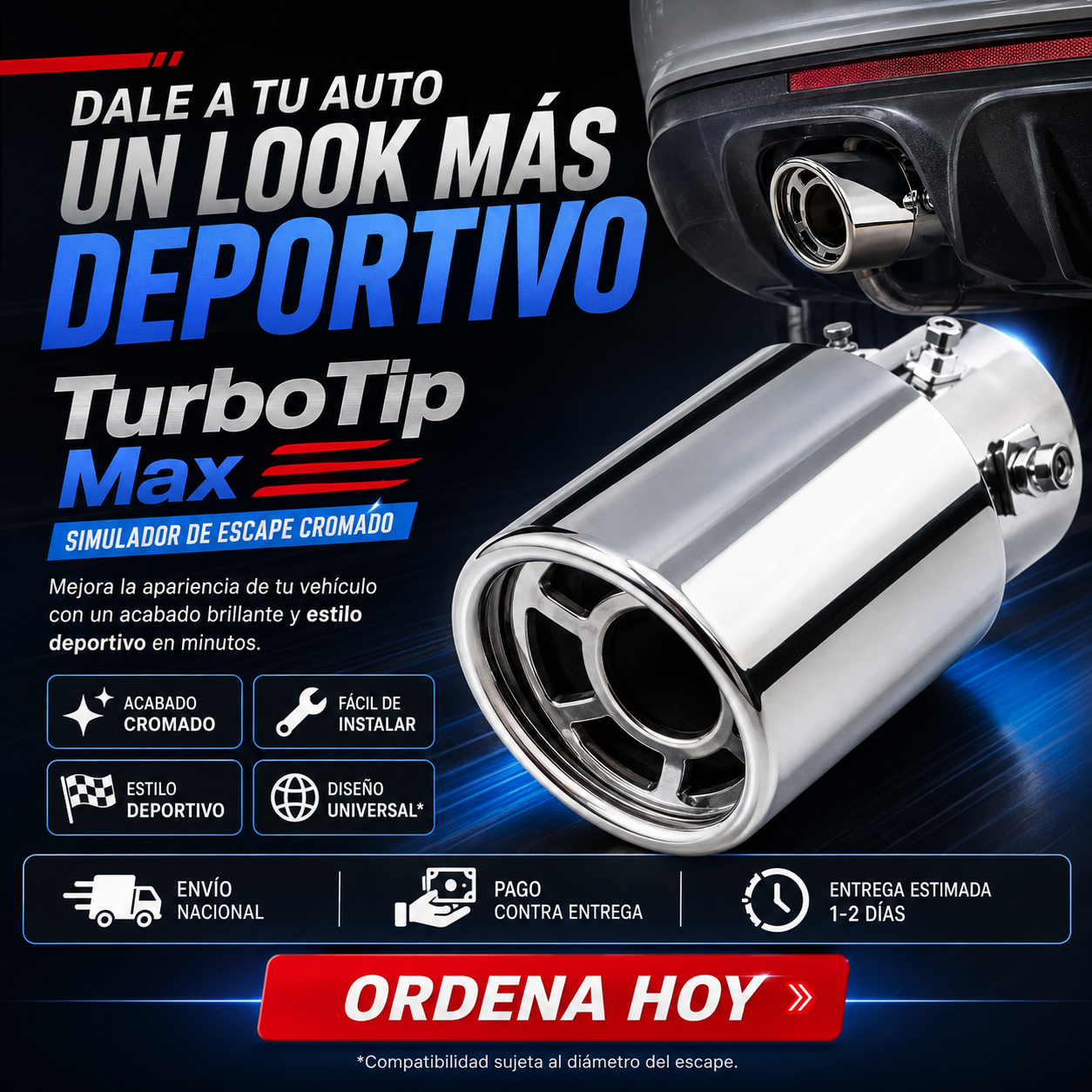 TurboTip Max | Acabado Cromado | Acero Inoxidable | Fácil de Instalar | Pago al Recibir HN
