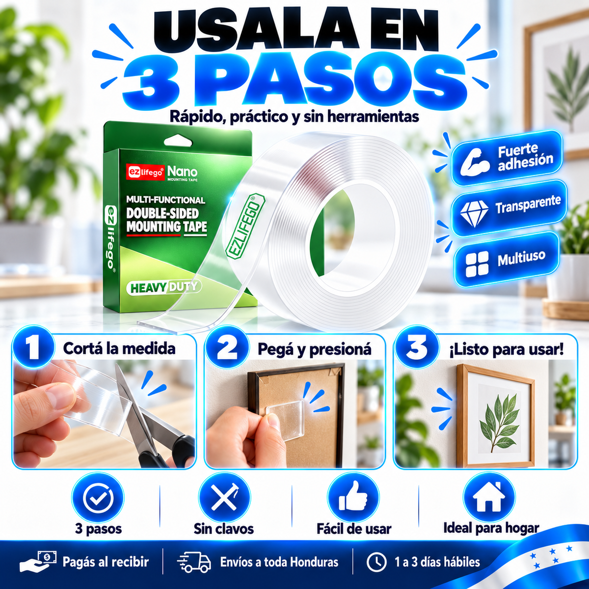 MegaHold Pro – Cinta Doble Cara Transparente