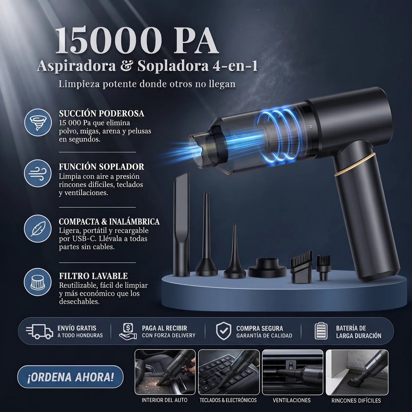 Aspiradora Portátil Inalámbrica TurboClean™