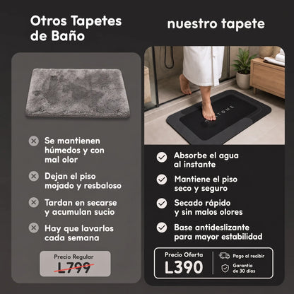 Tapete Mágico Súper Absorbente para Baño — Pies Secos al Instante, Sin Resbalones ni Malos Olores