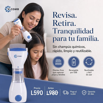 PioClean™ Pro – Eliminador Eléctrico de Piojos y Liendres (Recargable)