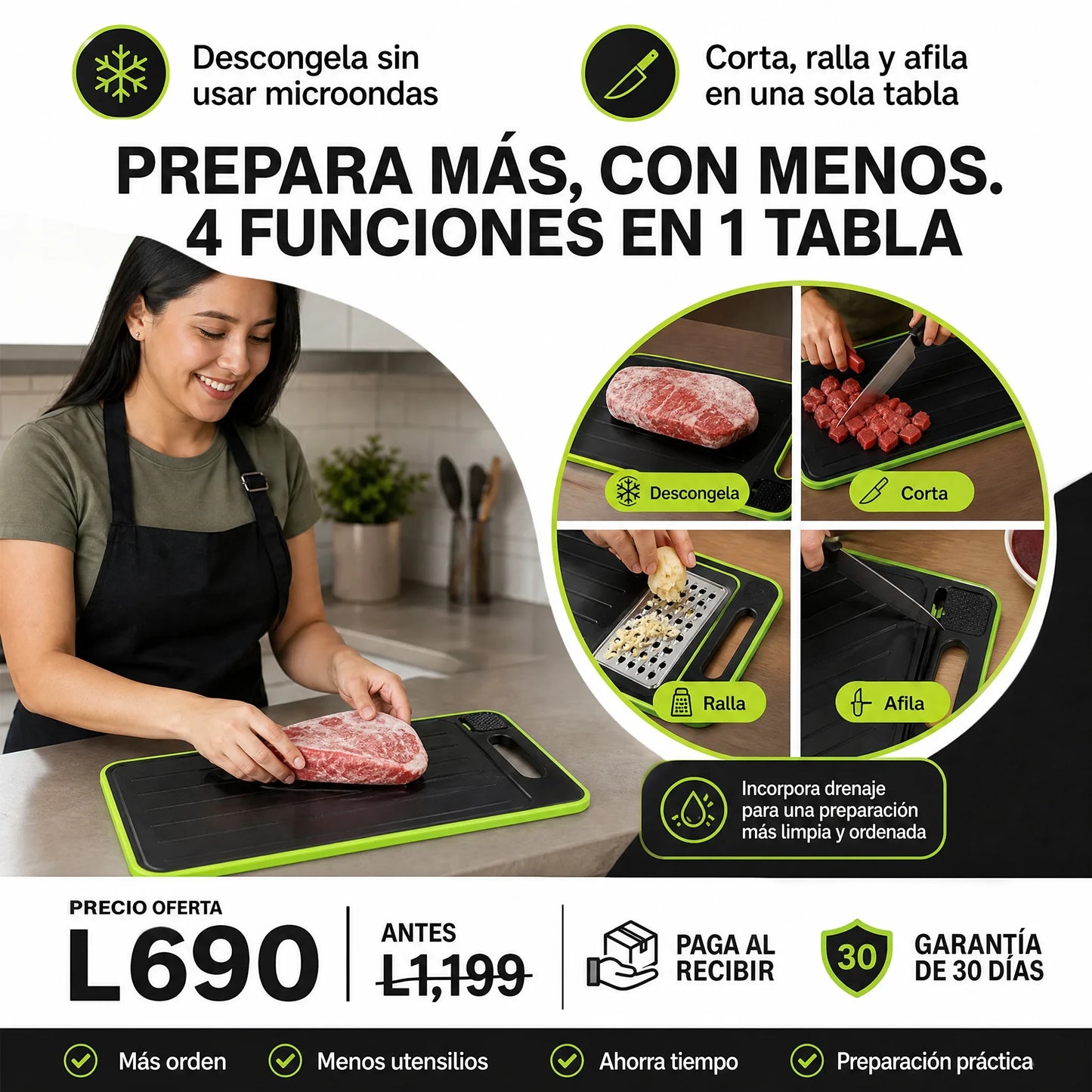 Tabla Descongeladora 4 en 1 para Cocina