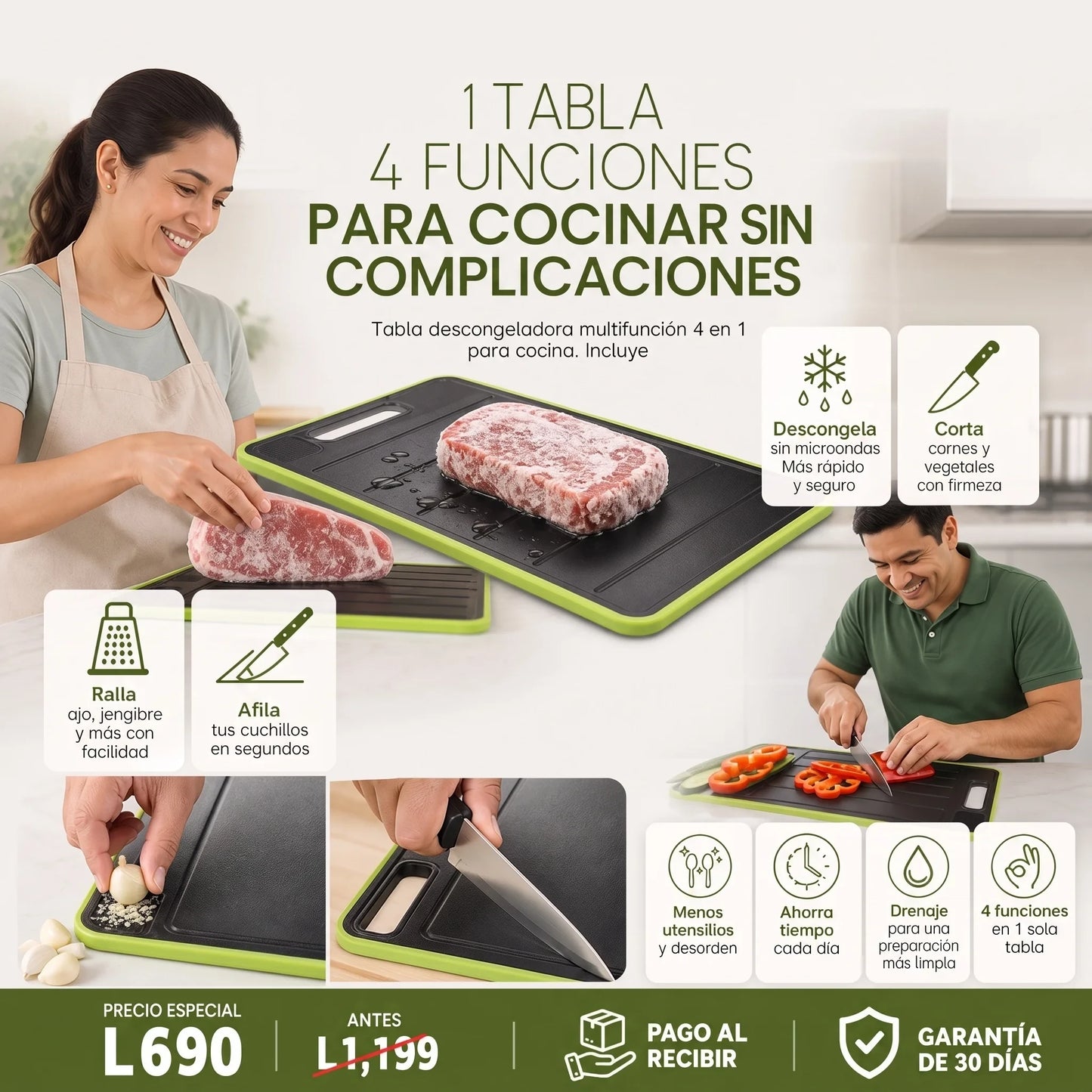 Tabla Descongeladora 4 en 1 para Cocina