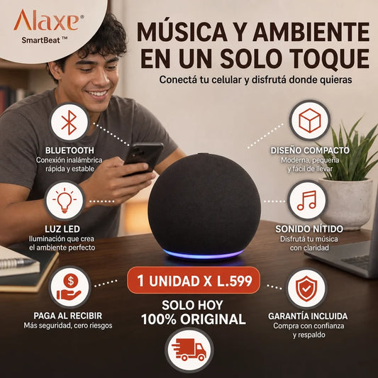 Alaxe SmartBeat™ | Bocina Bluetooth con Luz LED + Pago al Recibir + Garantía