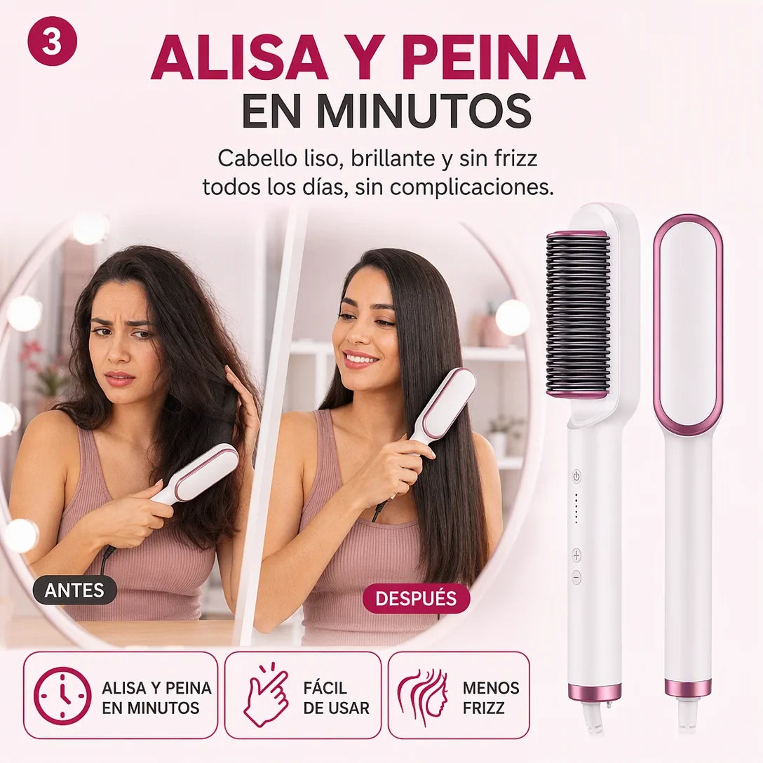 Cepillo Alisador Premium Amazon Importado de Alta Temperatura con garantía 12 Meses