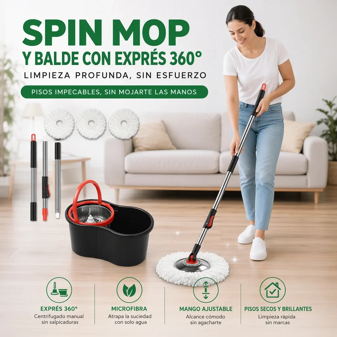 SpinClean Max — ¡Pisos Impecables Sin Ensuciar las Manos!
