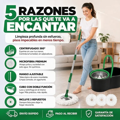 SpinClean Max — ¡Pisos Impecables Sin Ensuciar las Manos!
