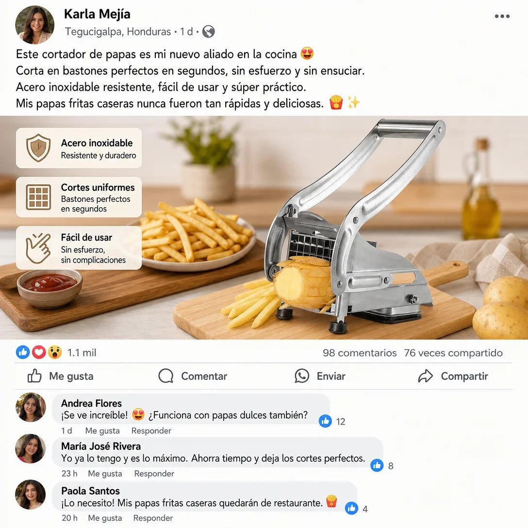 FryCut Pro – Cortador Profesional de Papas en Acero Inoxidable