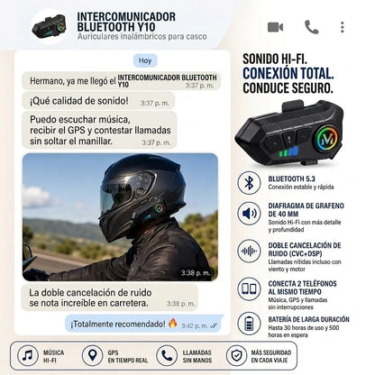 INTERCOMUNICADOR BLUETOOTH Y10 COMPATIBILIDAD DOS EN UNO