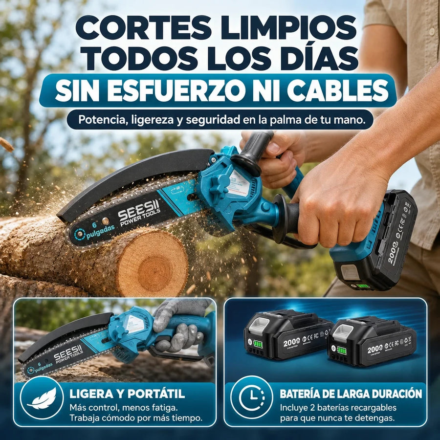 Mini Motosierra Eléctrica 21V — ¡Podá y Cortá con una Sola Mano! - imagen 2