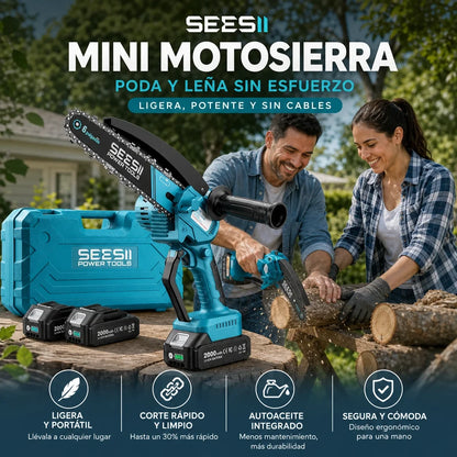Mini Motosierra Eléctrica 21V — ¡Podá y Cortá con una Sola Mano!