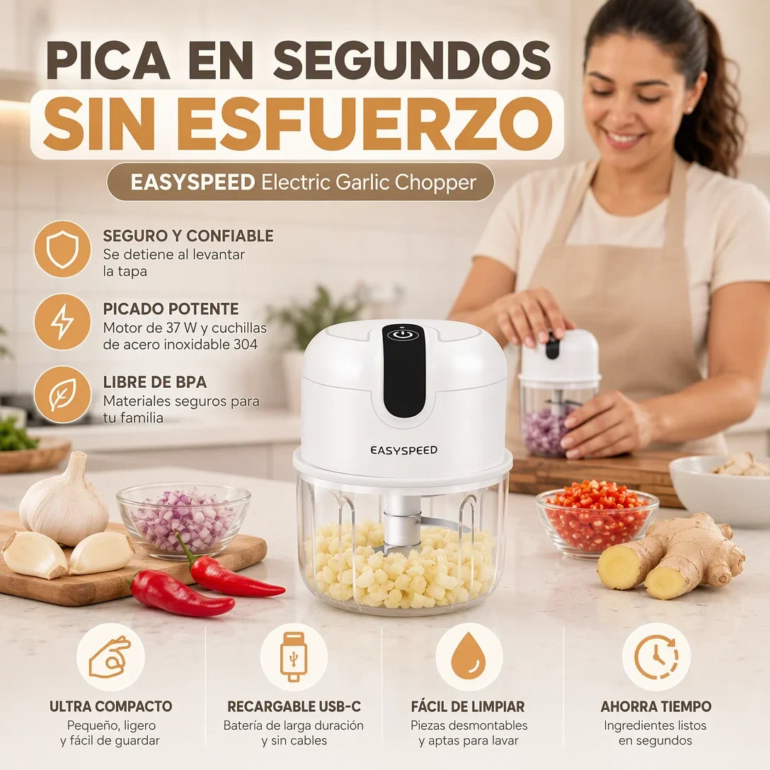 Mini Picador Eléctrico Inalámbrico Recargable | AMAZON GARANTIA Y CERTIFICADO | ChopMaster Go
