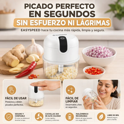 Mini Picador Eléctrico Inalámbrico Recargable | AMAZON GARANTIA Y CERTIFICADO | ChopMaster Go