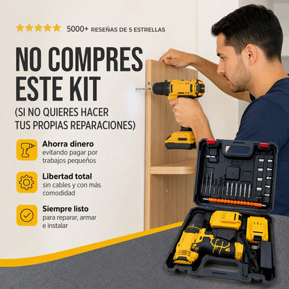 Kit Taladro Inalámbrico 3 en 1 — 21V · 2 Baterías