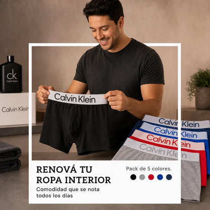 Pack 5 Bóxers Premium CALVIN KLEIN| Cintura Ancha Elástica · 5 Colores + Pago al Recibir