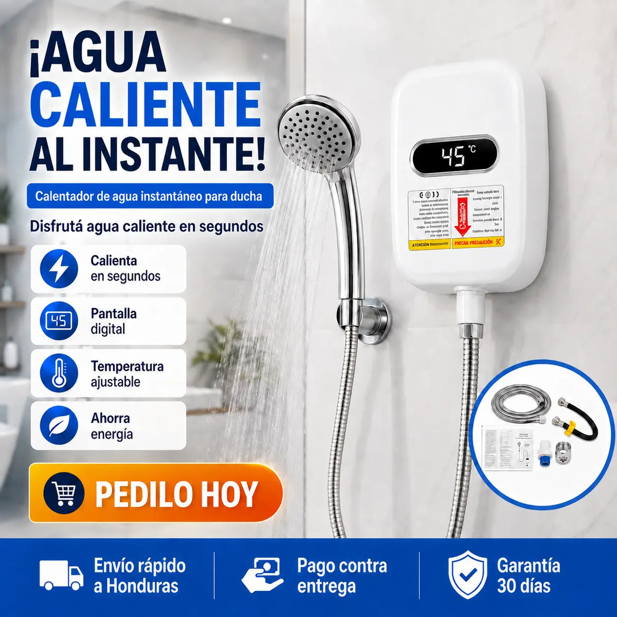 🚿 Calentador de Agua Instantáneo con Ducha — ¡Agua Caliente en 3 Segundos!