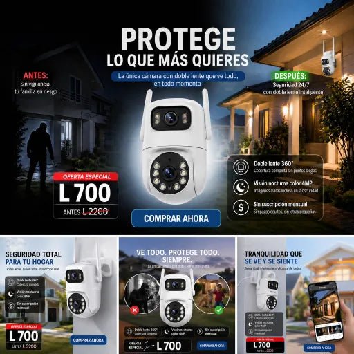 Cámara de Seguridad IP Inalámbrica – Doble Lente con Seguimiento Inteligente Escucha lo que sucede y habla directamente desde tu celular. - Inversiones Alkosto